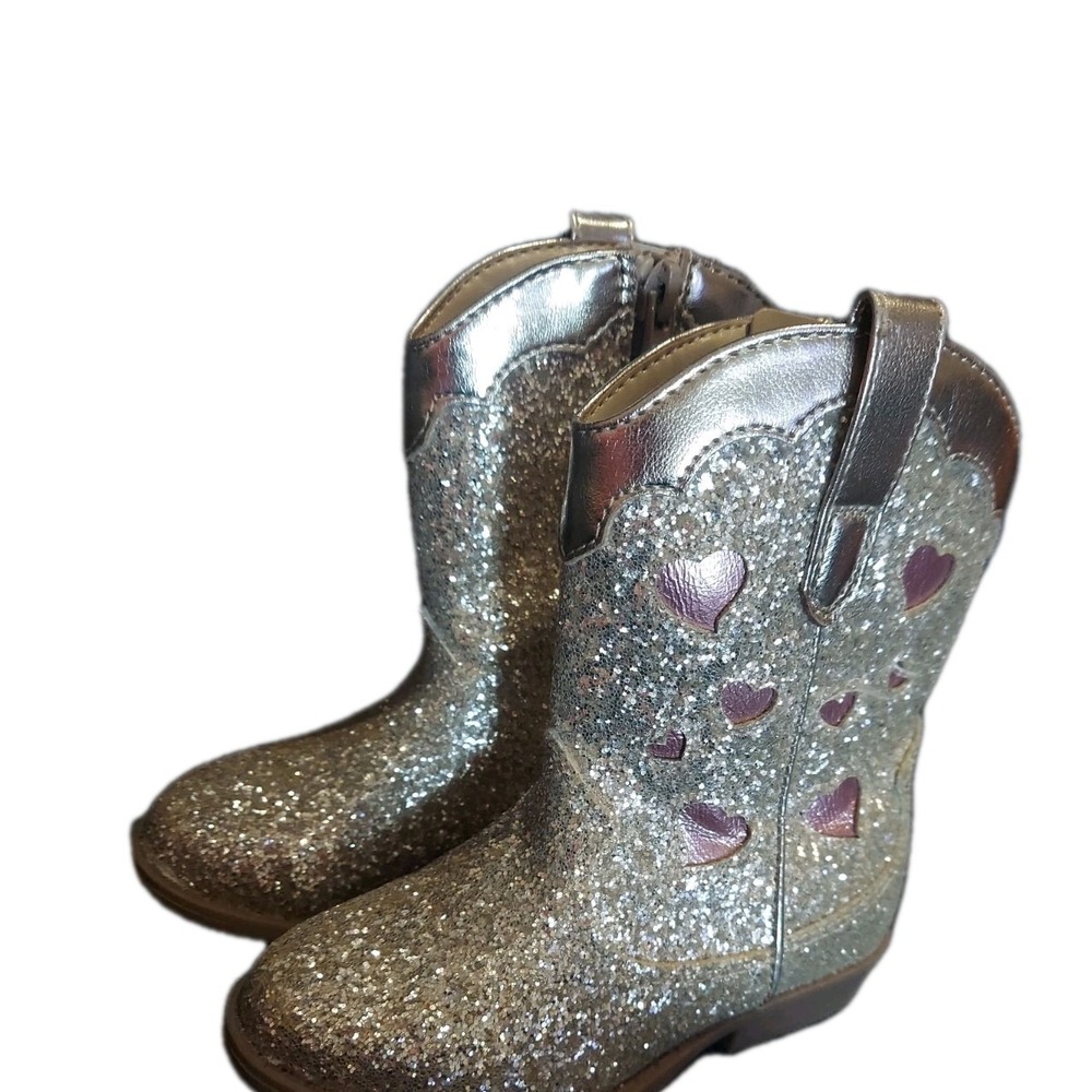 Dallas Glitter Western Boots - Cat & Jack Size 8 Cowgirl‎ Gold Pink Toddler Y2k